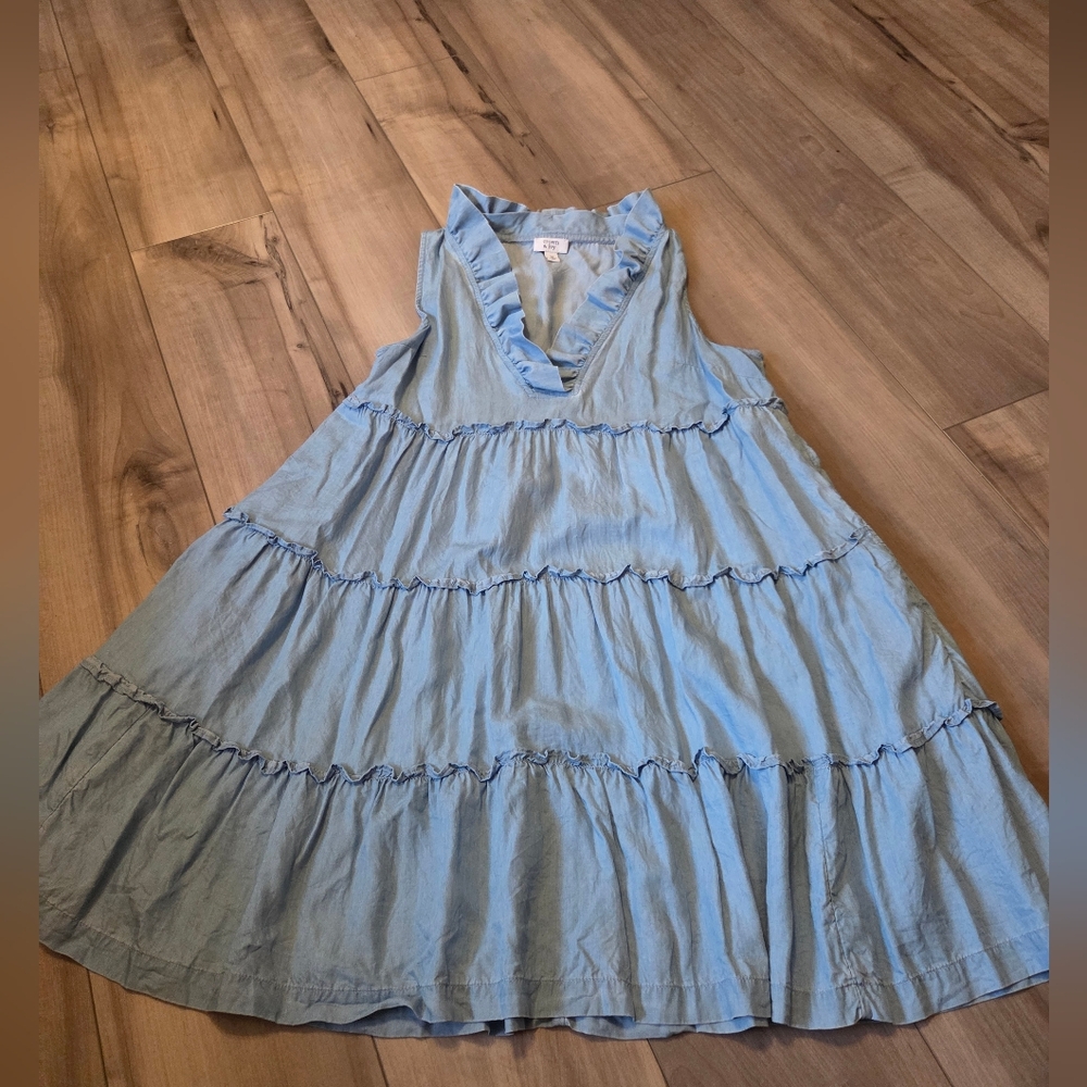 Crown &Ivy Chambray Ruffle Dress